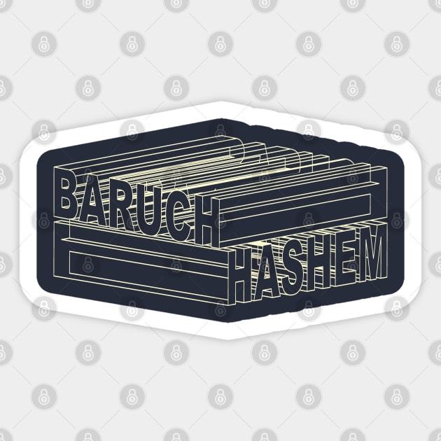 Baruch Hashem Outline 3D Sticker by Thank HaShem
